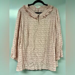 Boden Scalloped Frill Stars Light Pink Top Size 18